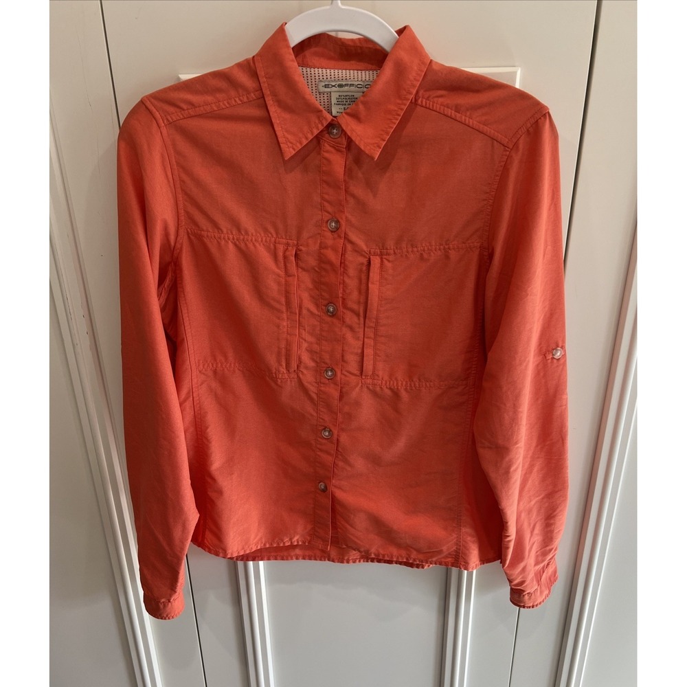 ExOfficio Dryflylite Shirt Orange Vented Outdoor Hiking Gorpcore Camping
